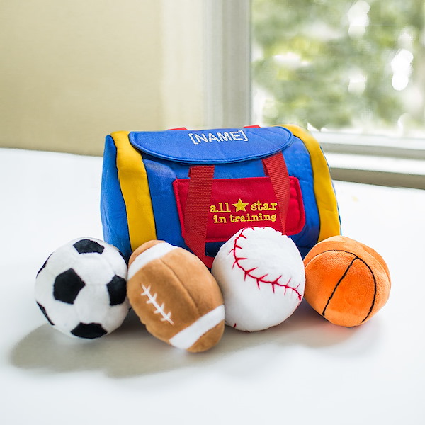 Plush Sports Ball Set with Custom Name Embroidery Bag MyPix2